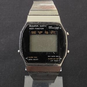 VTG Bulova N9 1979 70's Multi Function LCD Digital 32mm Watch For Parts Repair